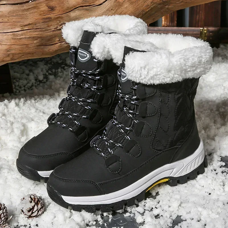 Women's winter boots, mid calf warm lined snow boots, non slip
