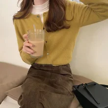 

Autumn Winter Outwear Women Single Breasted Long Sleeve Elegant Cashmere Sweater Cardigan Vintage Jumper Solid Wool Knitted