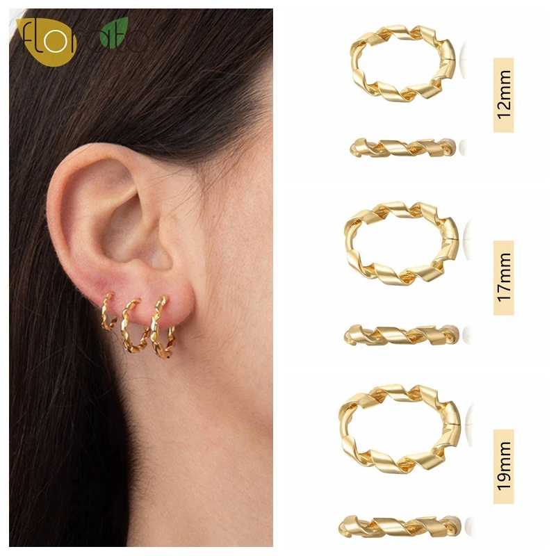 

925 Sterling Silver Needle Classic Round Spiral Twisted 19/17/12mm Hoop Perforated Earrings for Women Wedding Party Jewelry Gift