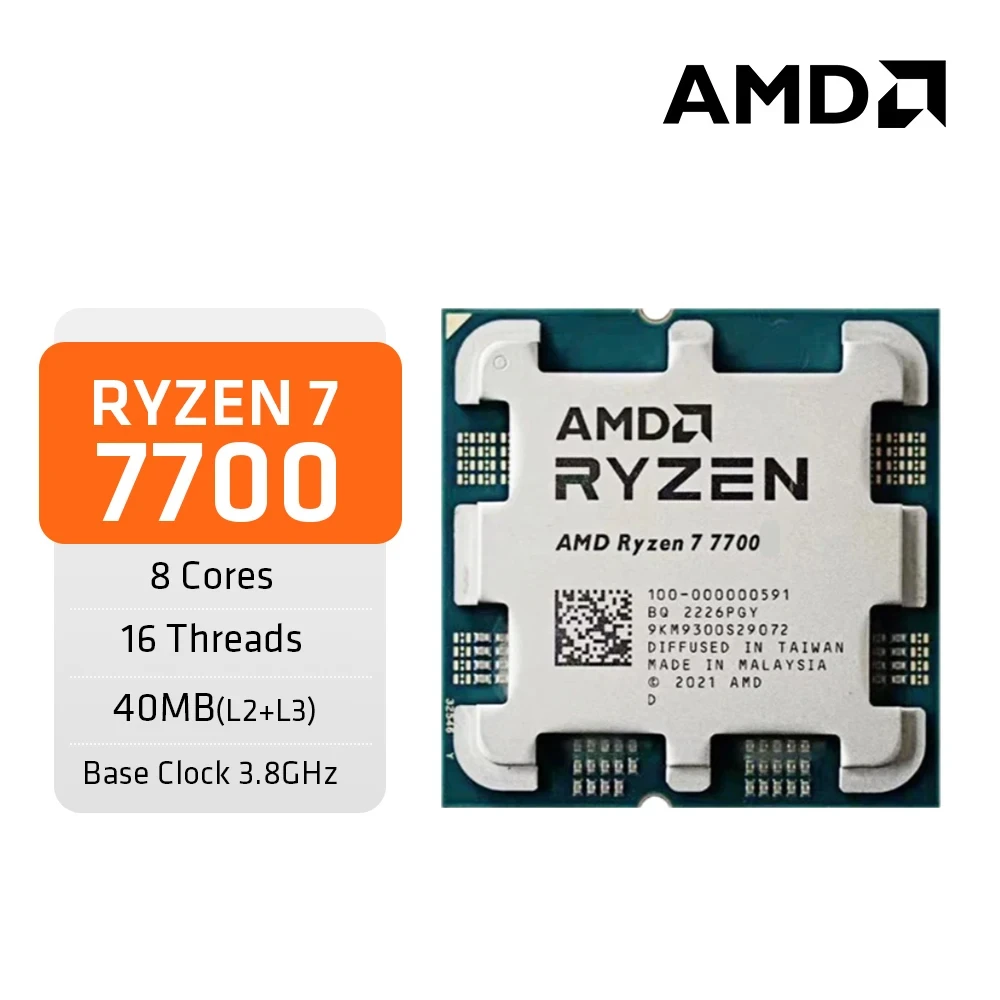 AMD-Ryzen-7-7700-Novo-CPU-Processor-R7-7700-5-3GHz-105W-8-Core-16 ...