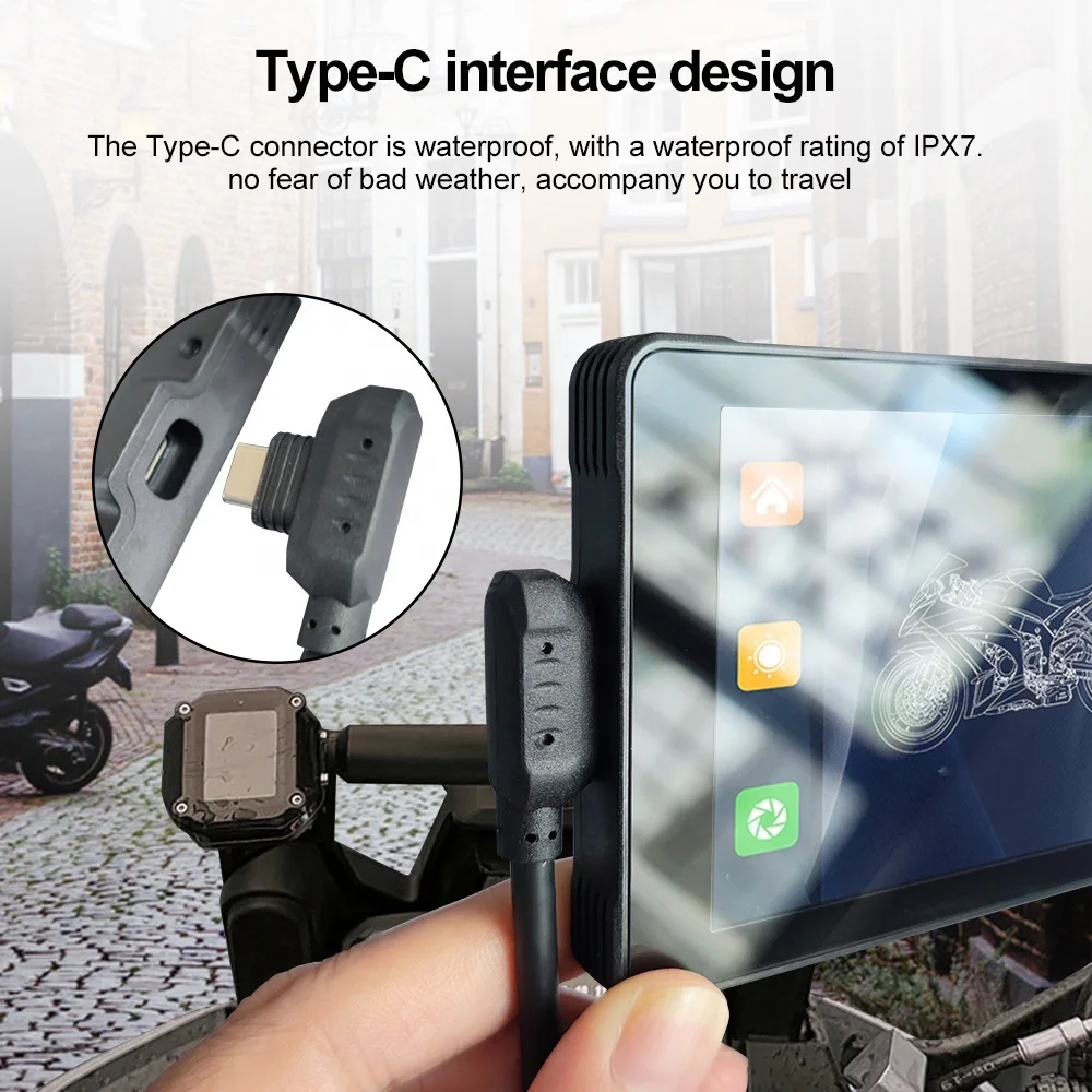 초박형 5.5인치 방수 오토바이 카플레이 내비게이션 안드로이드 오토 스크린 대시보드 레코더 무선 스마트폰 모니터