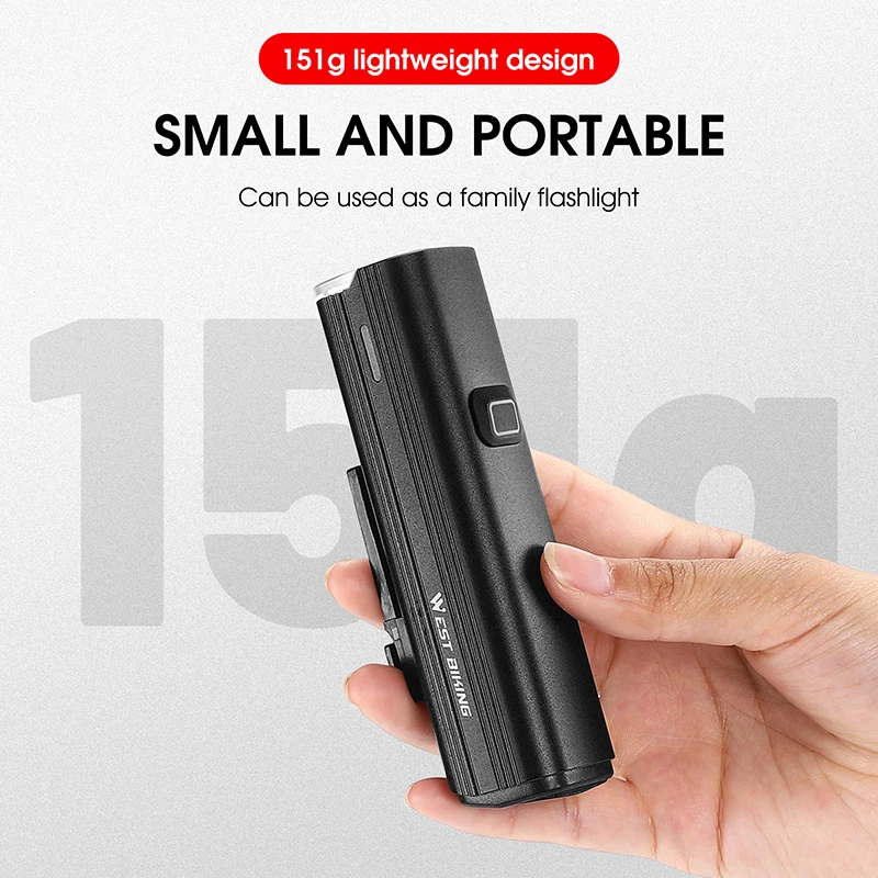 WEST BIKING Bicycle Front Light 1000 Lumens Lamp Highlight Aluminum Type-C Bike Flashlight Headlight MTB Road Cycling Light