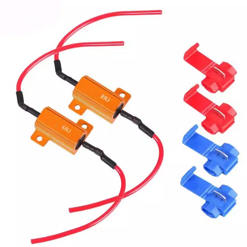2PCS Load Resistor for LED 50W 6RJ 8 ohm Wirewound Resistor Aluminum Shell Power Resistors, for Car Turn Signal Lamp Resistance