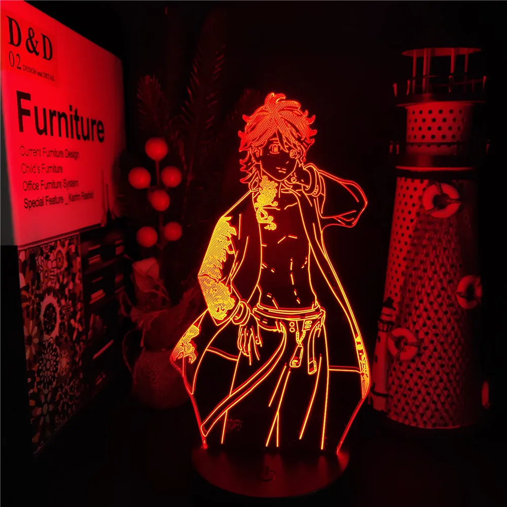 dinosaur night light Anime Tokyo Revengers  3D Lamp Kazutora Hanemiya Figure Led Night Light Colorful Lampara For Kids Bedroom Table Decor Manga Gift wall night light