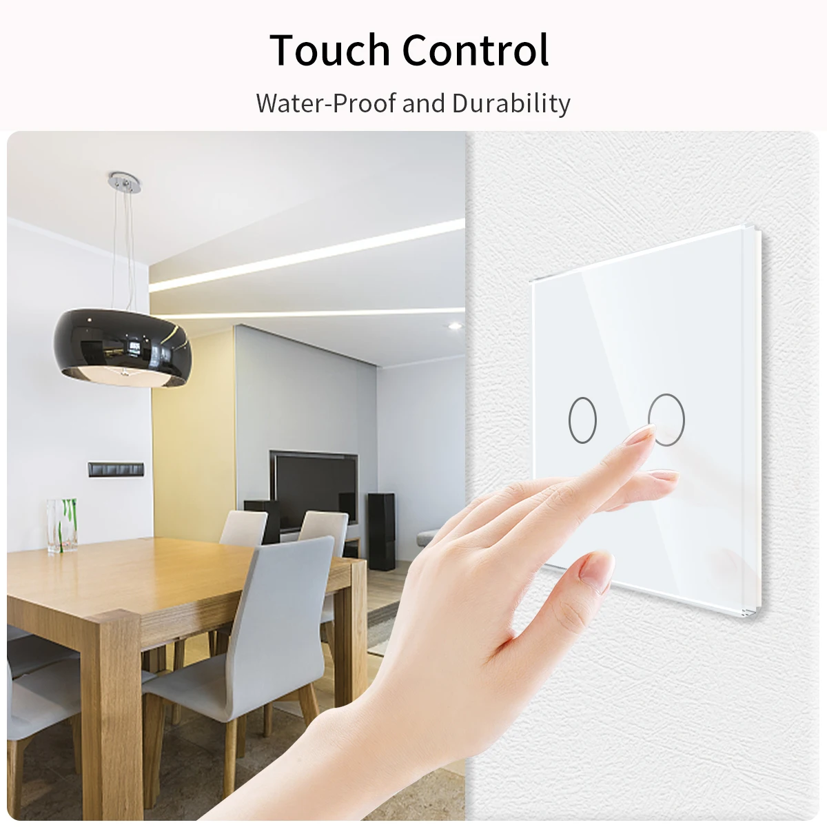 Description Picture 4 of itemBingoelec Sensor Switch EU Standard Light Crystal Glass Panel Lamp Power 1/2/3 Gang 1 Way AC 220V Luxury Wall Touch Switches