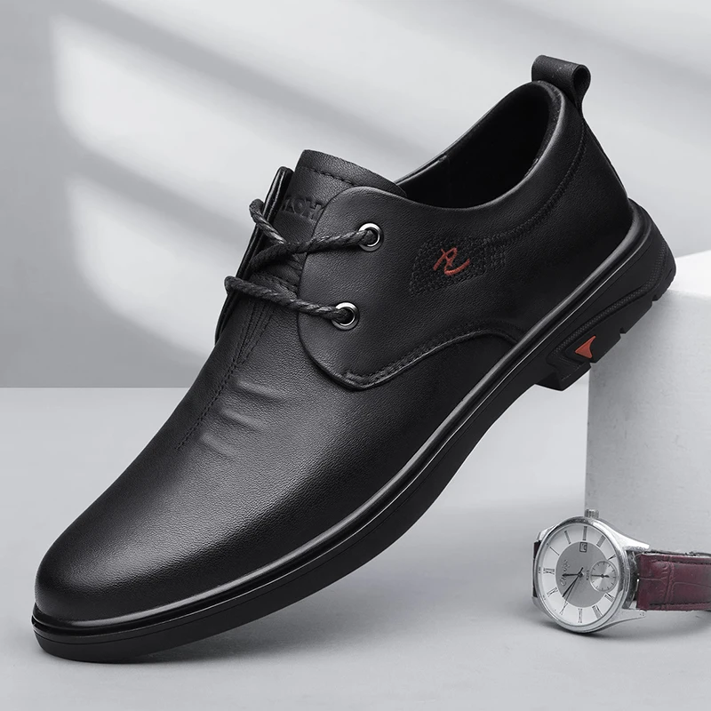 

genuine Leather Men Dress Shoes Man lace up oxfords Casual Leather Shoes Business Mens Shoe Men wedding party shoes Flats
