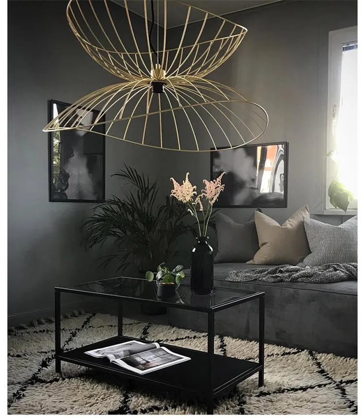 Globen Ray Deckenpendelleuchte Wohnzimmer Wandleuchte aus Schmiedeeisen Schwarzgold Pendelleuchte Schlafzimmer Inselküchenleuchte – Detail 16
