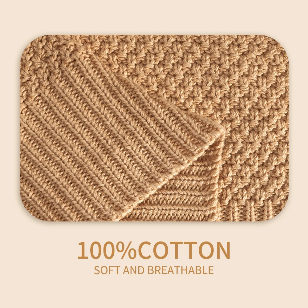 Kangobaby #My Soft Life# All Season Cotton Kinnted Shawl Baby Wool Blanket Newborn Wrap Infant Quilt Stroller Cover 3