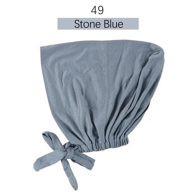 Muslim Women Elastic Tie Back Inner Hijab Caps Cotton Jersey Stretch Underscarf Modal Bonnet Headwrap Turbante Mujer 49