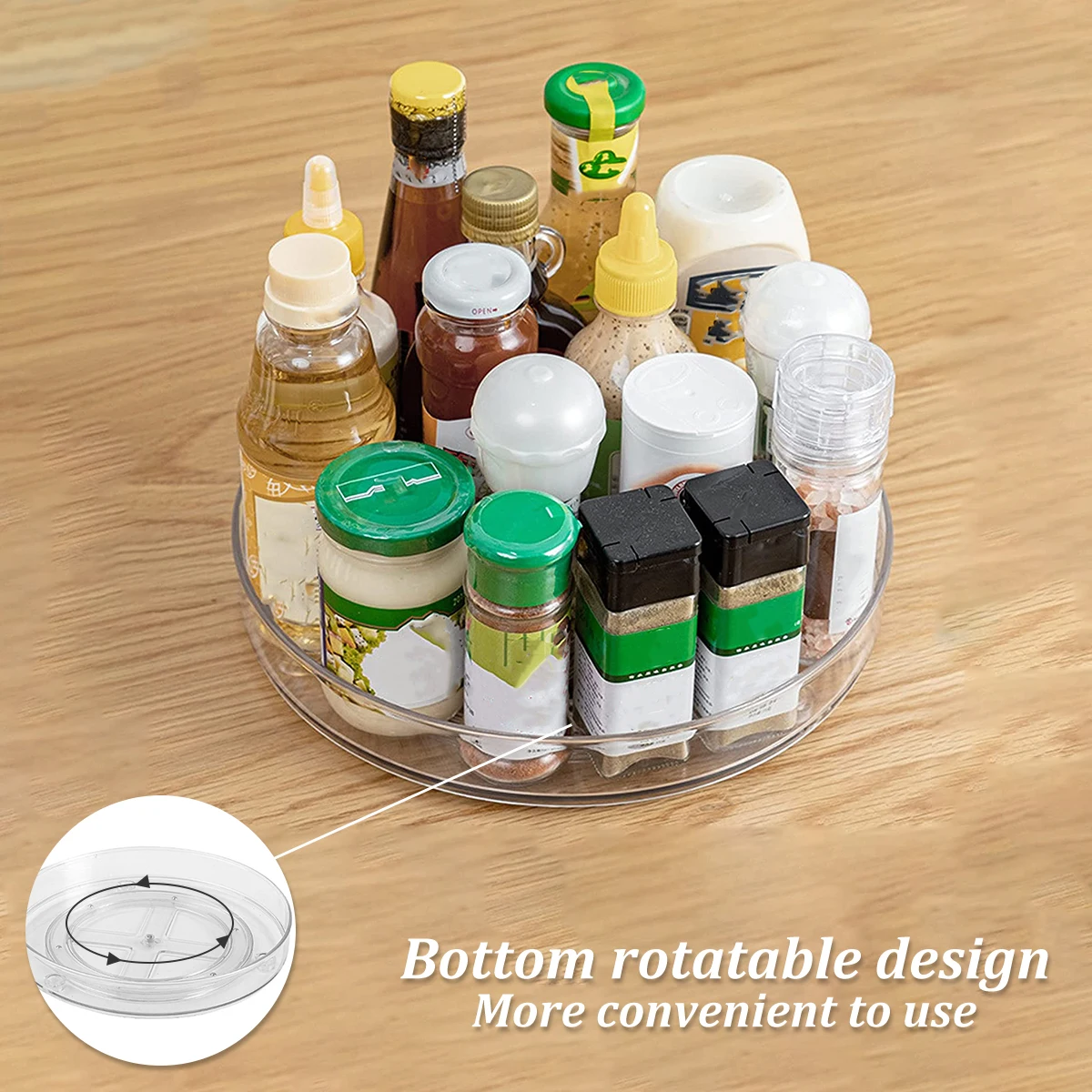 360&deg; Rotating Storage Trays Stainless Steel Kitchen Spice Organizer Turntable Multifunction Bathroom Round Storage Carousel New spice rack,storage tray,rotating storage organizer,rotating stand