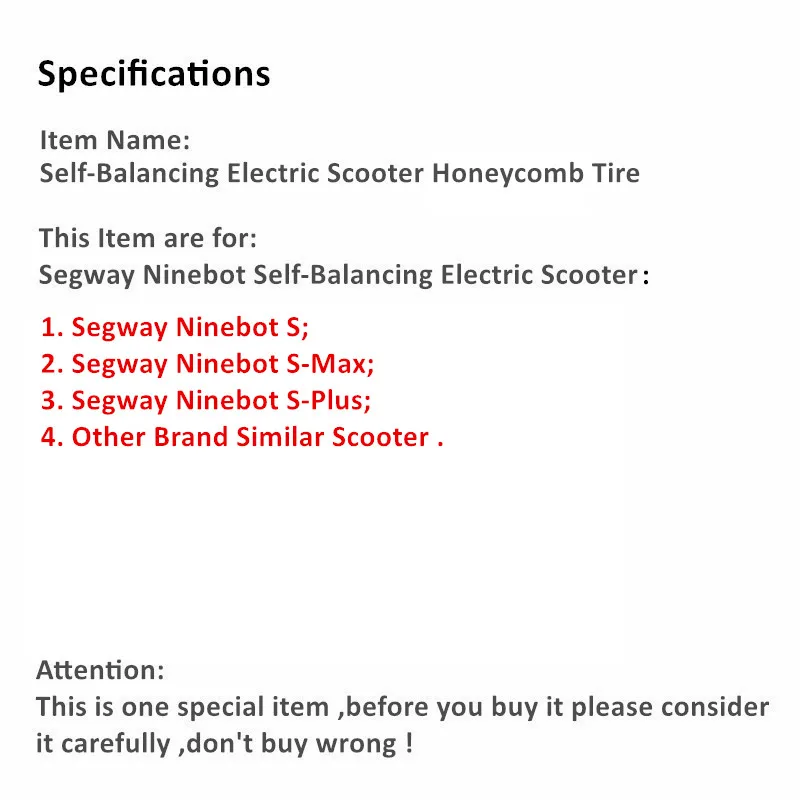 JayCreer-Self-Balancing Electric Scooter Honeycomb Tire, 70/60-6.5, 255X70, Ninebot S, S-Max, S-Plus