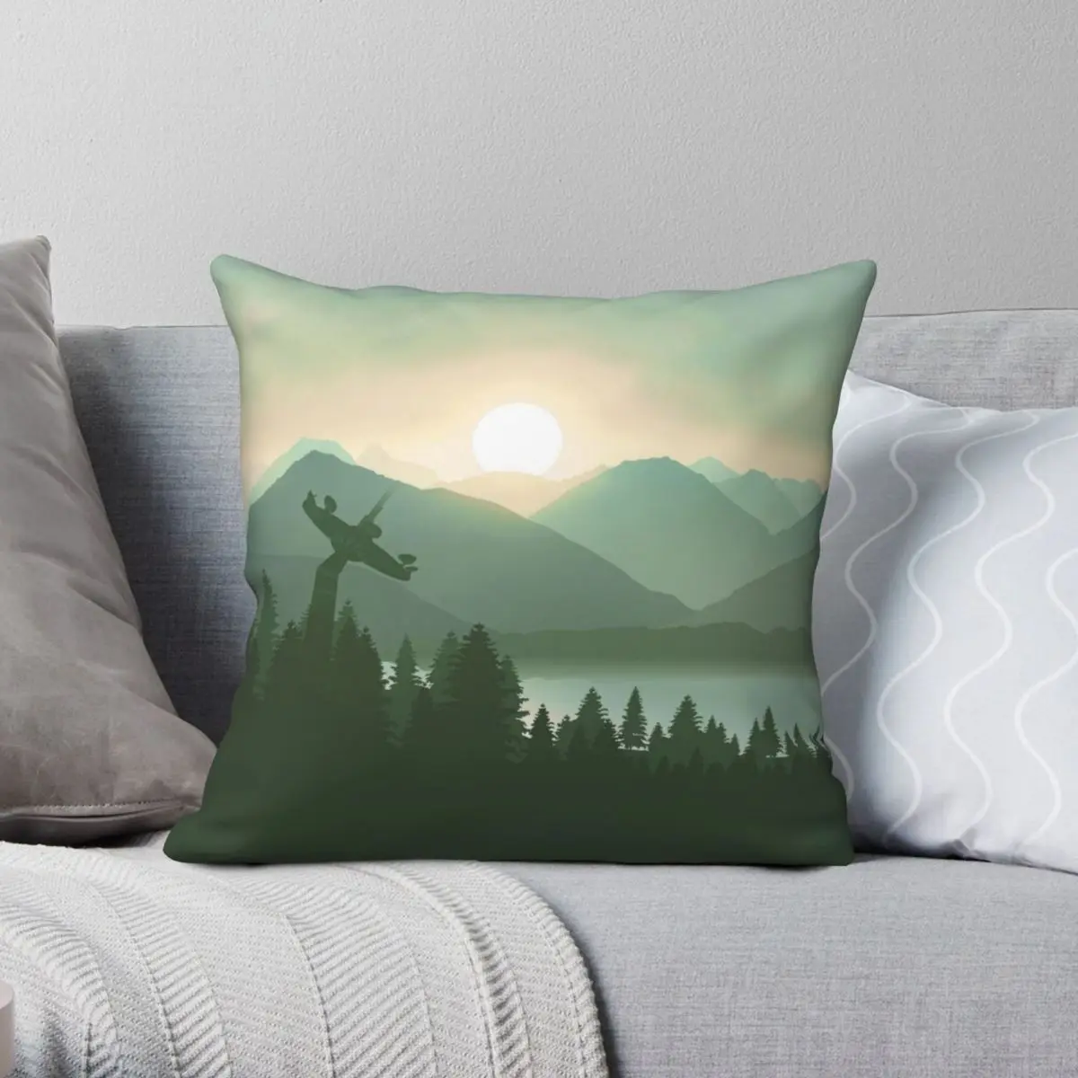 

Квадратная наволочка Forest Moon Sci Fi из полиэстера и льна