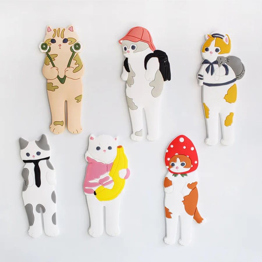 

Magnetic Cartoon Cat Refrigerator Sticker Multifunction Fridge Magnet Hanging Hook Cute Animal Tail Home Decorations Souvenir
