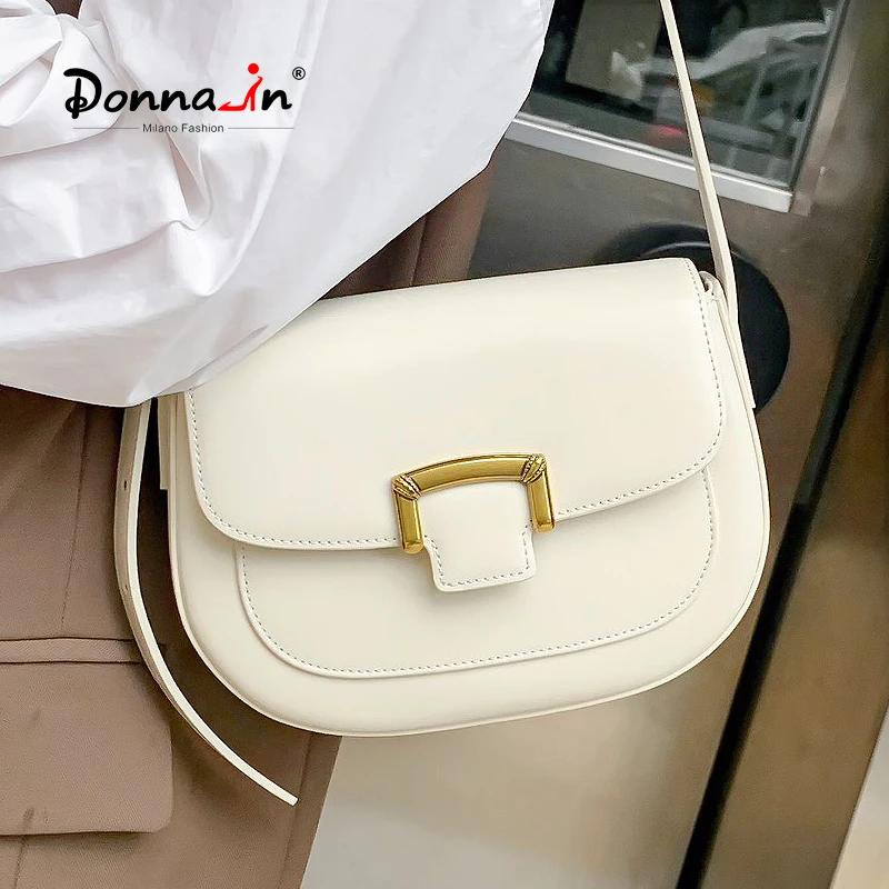 

Donna-in 2023 Fashion Wome Cow Leathe Cross-body Shoulder Bag Design Elegant Temperament Portable Messenger Saddle Bag Luxury