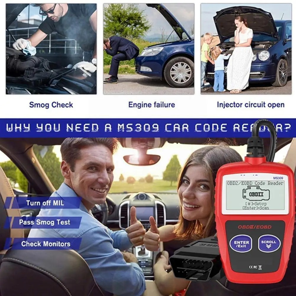 Автомобильный диагностический инструмент Ms309 Obd2 сканер Obd 2 считыватель кодов Ms