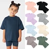 2025 Kids Summer Leggings Sports Suit 2Pcs Solid Cotton Breathable Boy Girl Outfits Clothes For 9M-13T Children Sportswear Sets 1