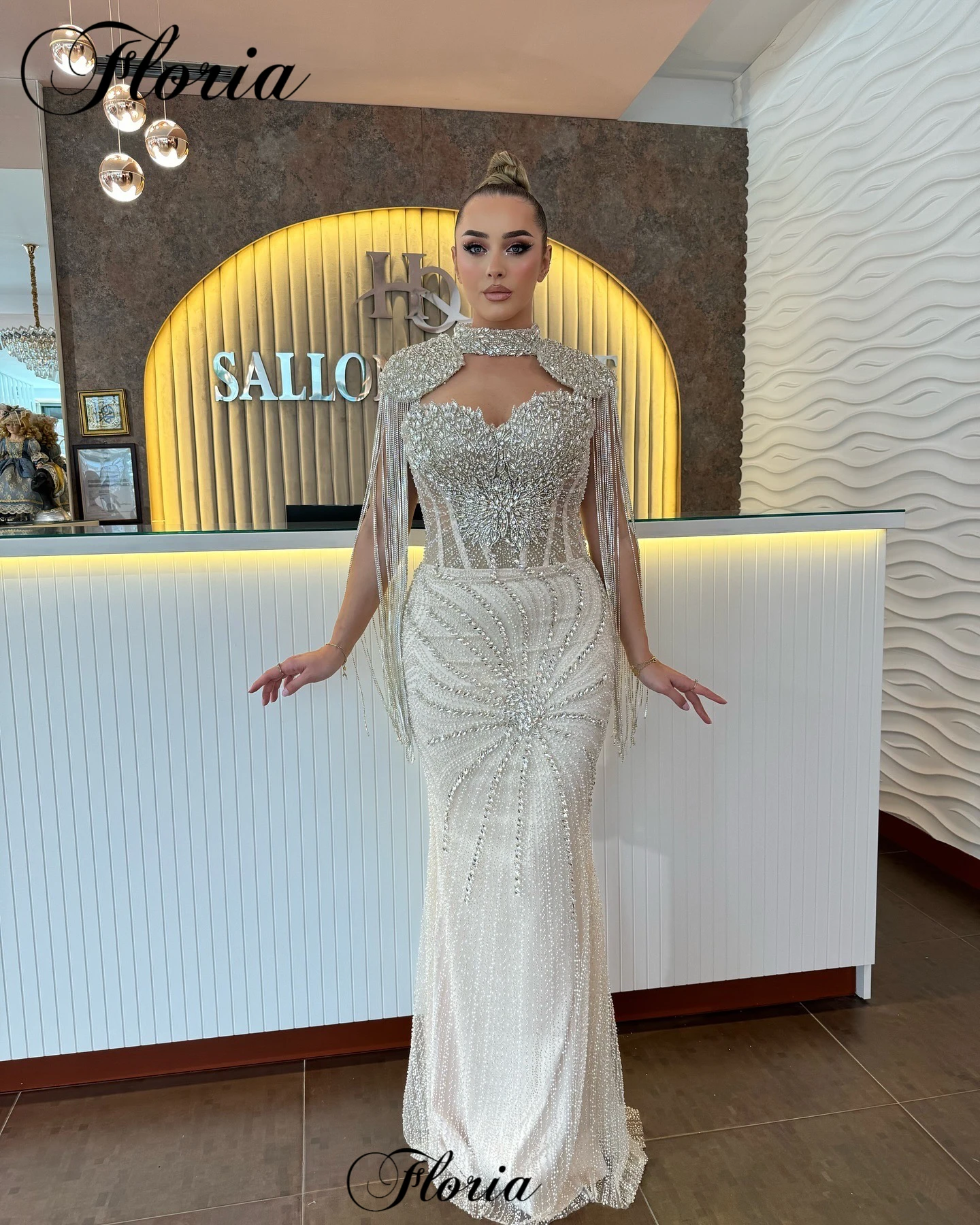 Two Pieces Mermaid Cocktail Dresses With A Cape Crystals Elegant Prom Dresses For Women Vestidos De C&oacute;ctel Celebrity