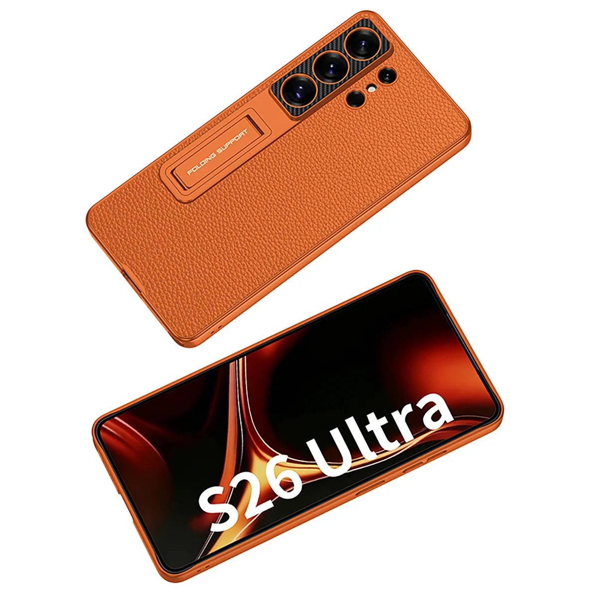Suede Leather Stand Shockproof Protective Phone Case with Invisible Bracket