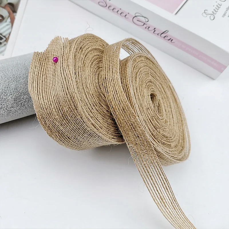 10M 15-50mm Gift Ribbon Natural Jute Ribbon for Bows Christmas Roll DIY Vintage Wedding Apparel Sewing Supplies Ribbons