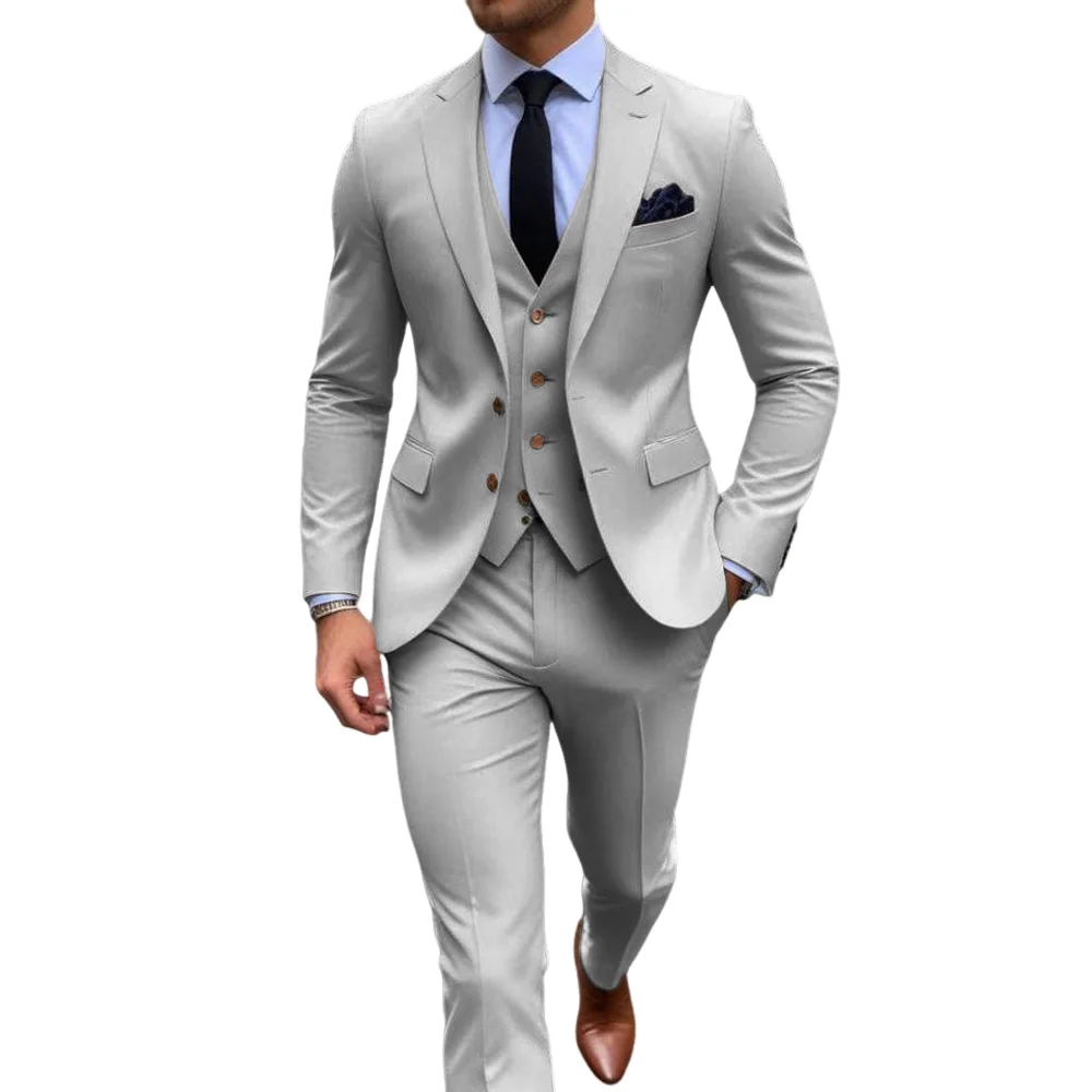Men's Stylish Khaik 3 Piece Suits For Men-Classic Formal Attire- Business Wear Suits- Party Wear Jacket -Prom Suit- For Men