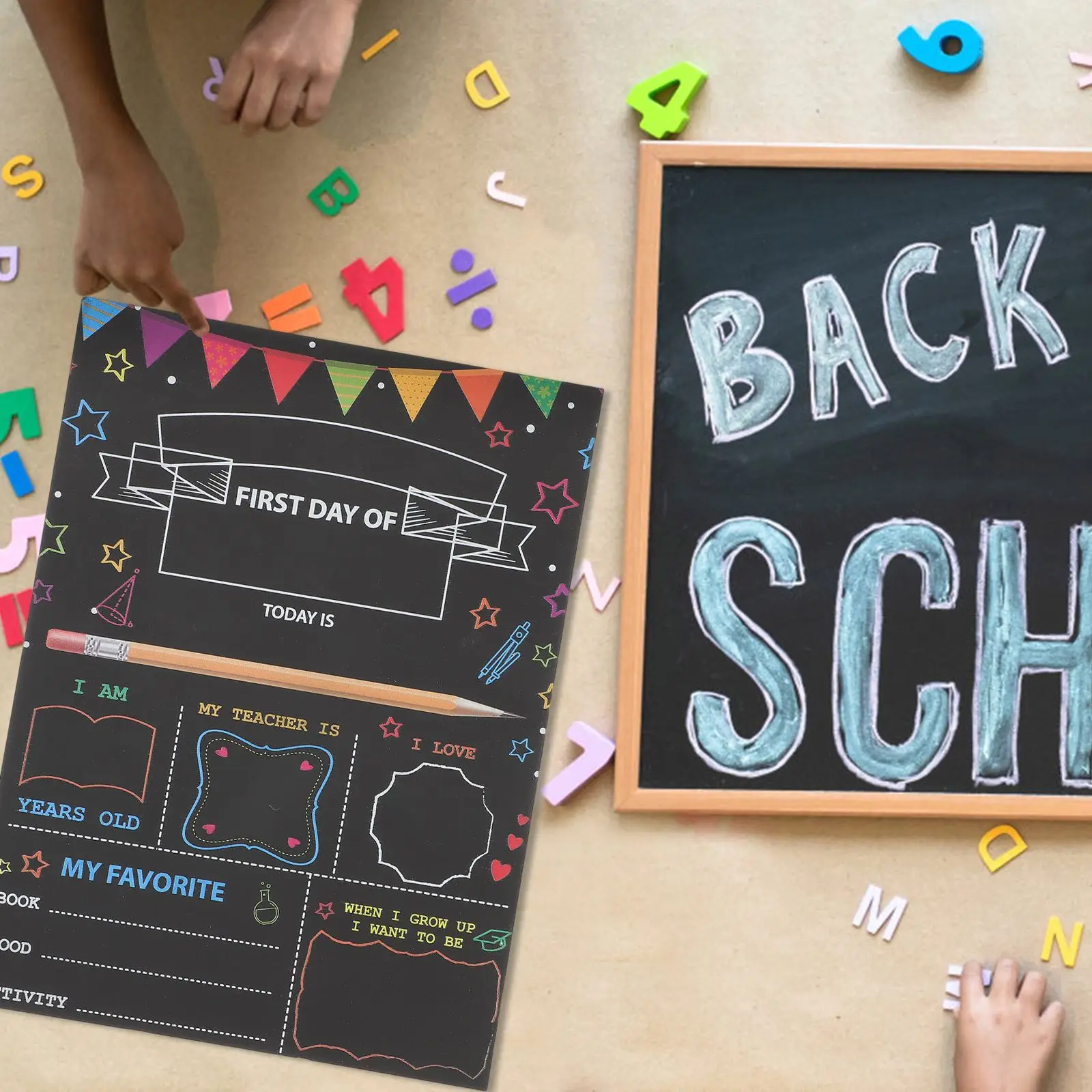 1 Set Of Wooden School Board First Day Chalkboard Interesting Chalk Board Presentation Boards Supply Office School Supplies