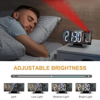 USB Powered  Digital Alarm Clock 180° Arm Projection Alarm Clock Time Temperature Snooze Table Clock 12/24H Projector LED Clock 5