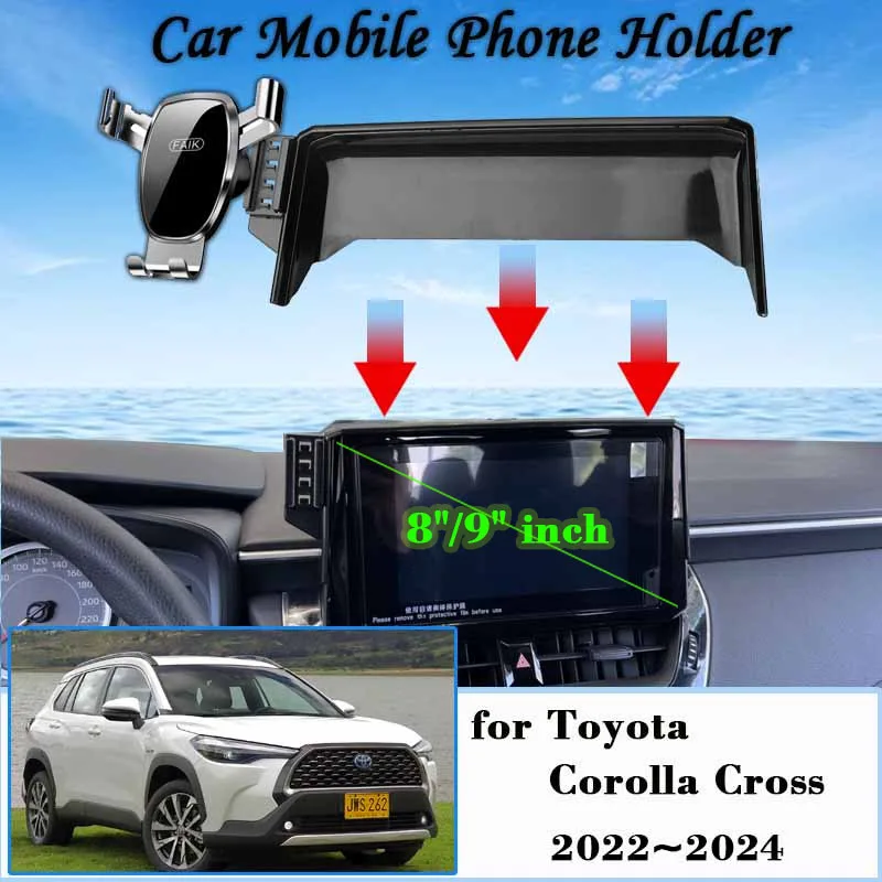 

Car Mobile Phone Holder for Toyota Corolla Cross XG10 2022 2023 360° Rotating Car Mount GPS Bracket Navigation Stand Accessories