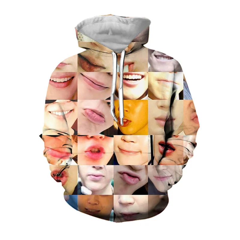 3DLipstickSexyLipsPrintHoodiesChildrenFashionStreetwearHooded