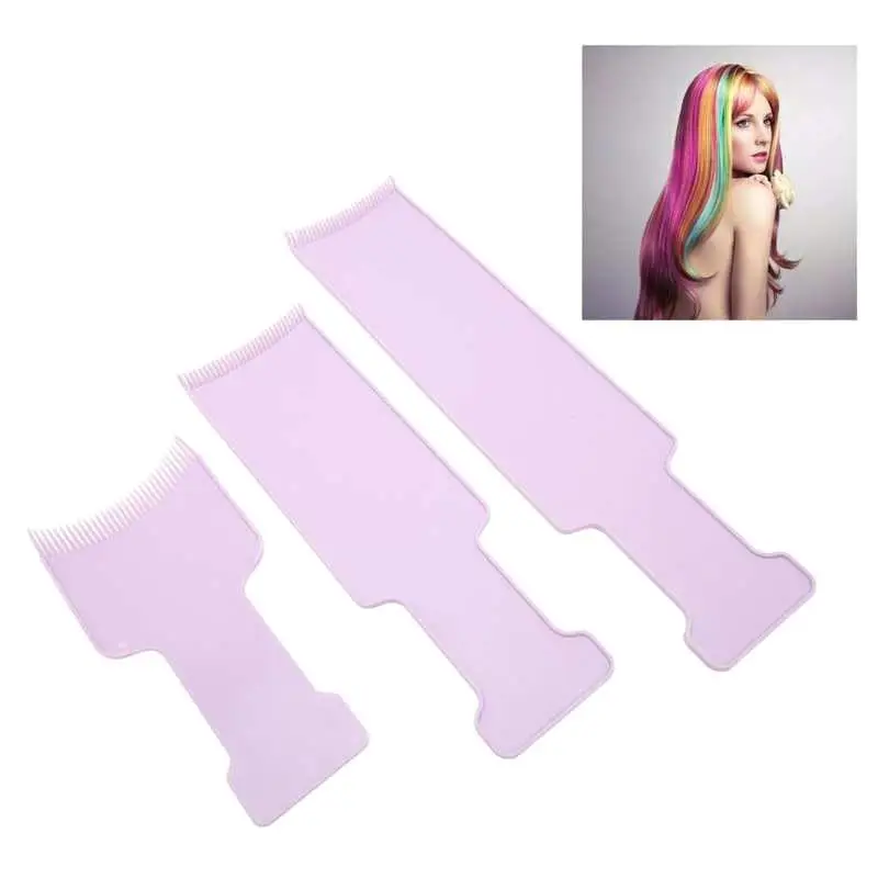 3Pcs Hair Coloring Board Highlighting Applicator Dye Brush Comb Salon Tools