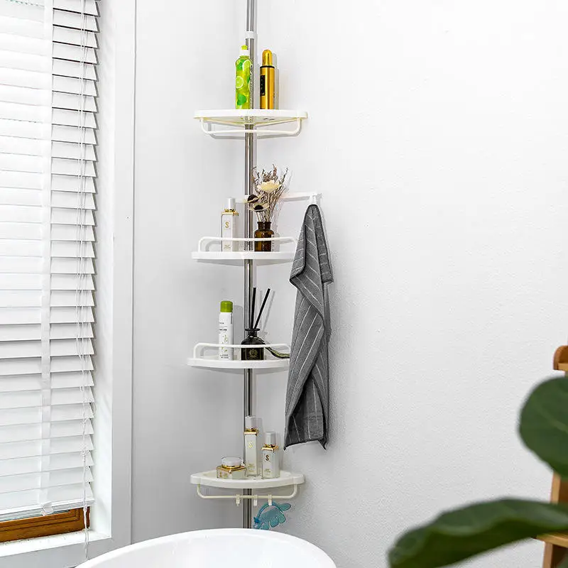 Shower Caddy Rack Corner Shelf Over Toilet Wall Velcro Storage Shelves  Shampoo Basket White Home Organizer Bathroom Accessories - Bathroom Shelves  - AliExpress