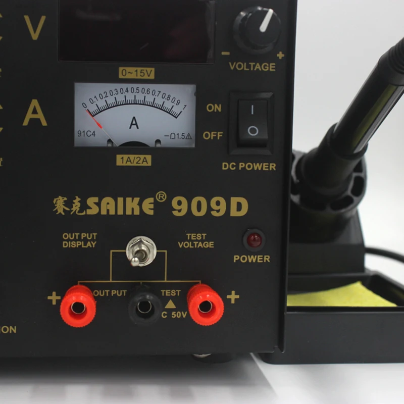Saike 909D Soldering Iron 220V 110V Hot Air Gun Station + Soldering iron + DC Power supply 3in1 electric rework station Adjustable