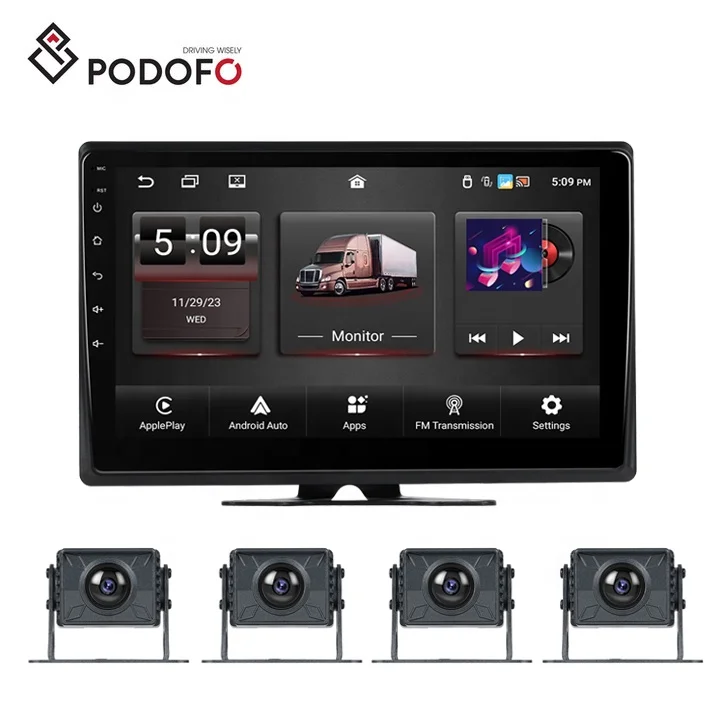 

Автомобильная камера заднего вида Podofo, 4 раздельные камеры на Android, экран 10,1 дюйма, 2 ГБ + 32 ГБ