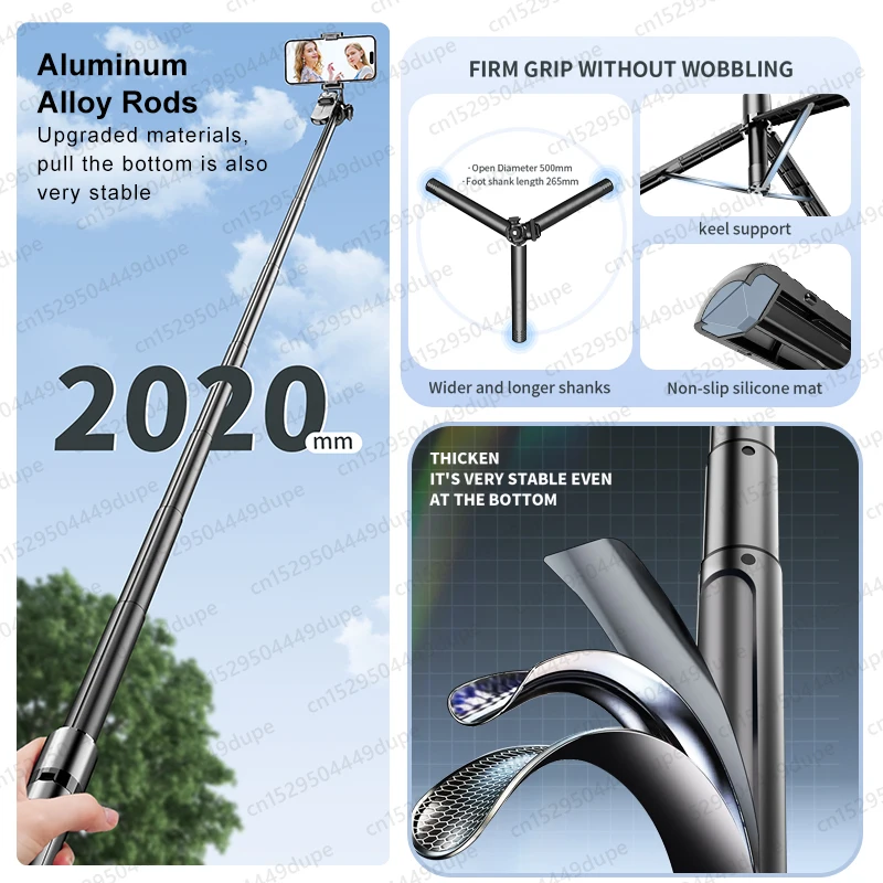 Tripod for Camera, Professional Selfie Stick for Smartphone, Wireless Bluetooth 360&deg; Rotation Selfie Stick, Portable Tripod