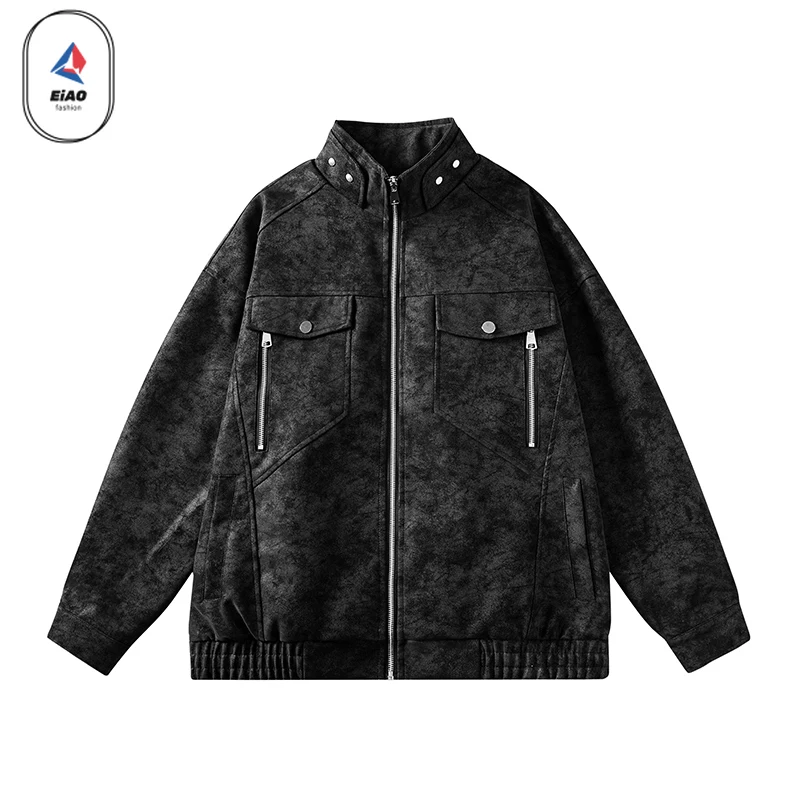 EIAO 2025 New Men Premium Leather Jacket Fashion Casual Versatile Spring Coat High Quality Outerwear Stylish Biker Tech