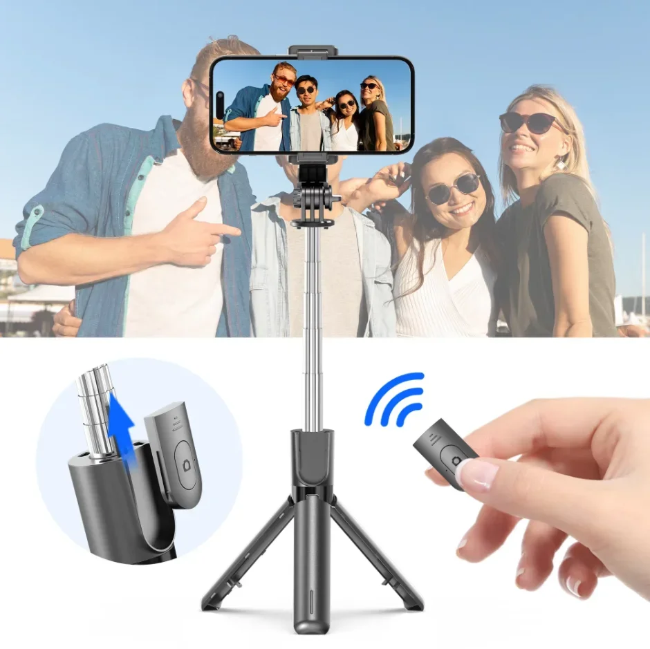 Super Mini Selfie Stick Portable Phone Holder Integrated Design Extendable Wireless Bluetooth Remote For Live Broadcast e