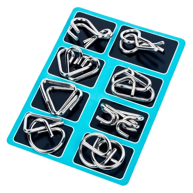 8 pièces/ensemble métal Montessori Puzzle fil IQ esprit casse-tête Puzzles adultes jeu interactif soulageant jouets éducatifs 4 8 pièces/ensemble métal Montessori Puzzle fil IQ esprit casse-tête Puzzles adultes jeu interactif soulageant jouets éducatifs 4