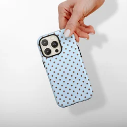Sky Blue Polka Dot Double - Layer Phone Case - iPhone 14 Plus (FLR - 413HKX480A1)