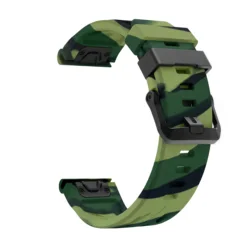 Premium Silicone Quick Fit Watch Strap 26mm/22mm Replacement Wristband - Garmin Fenix 8 51mm (Green Camouflage)