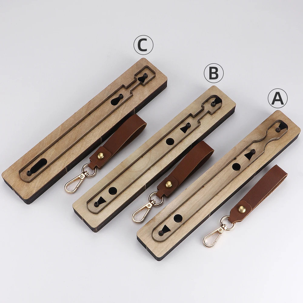Wooden Punching Die Key Chain Stencil Tools Creative Keychain Handcraft Pendant Template DIY Leather Tool Cutting Mould