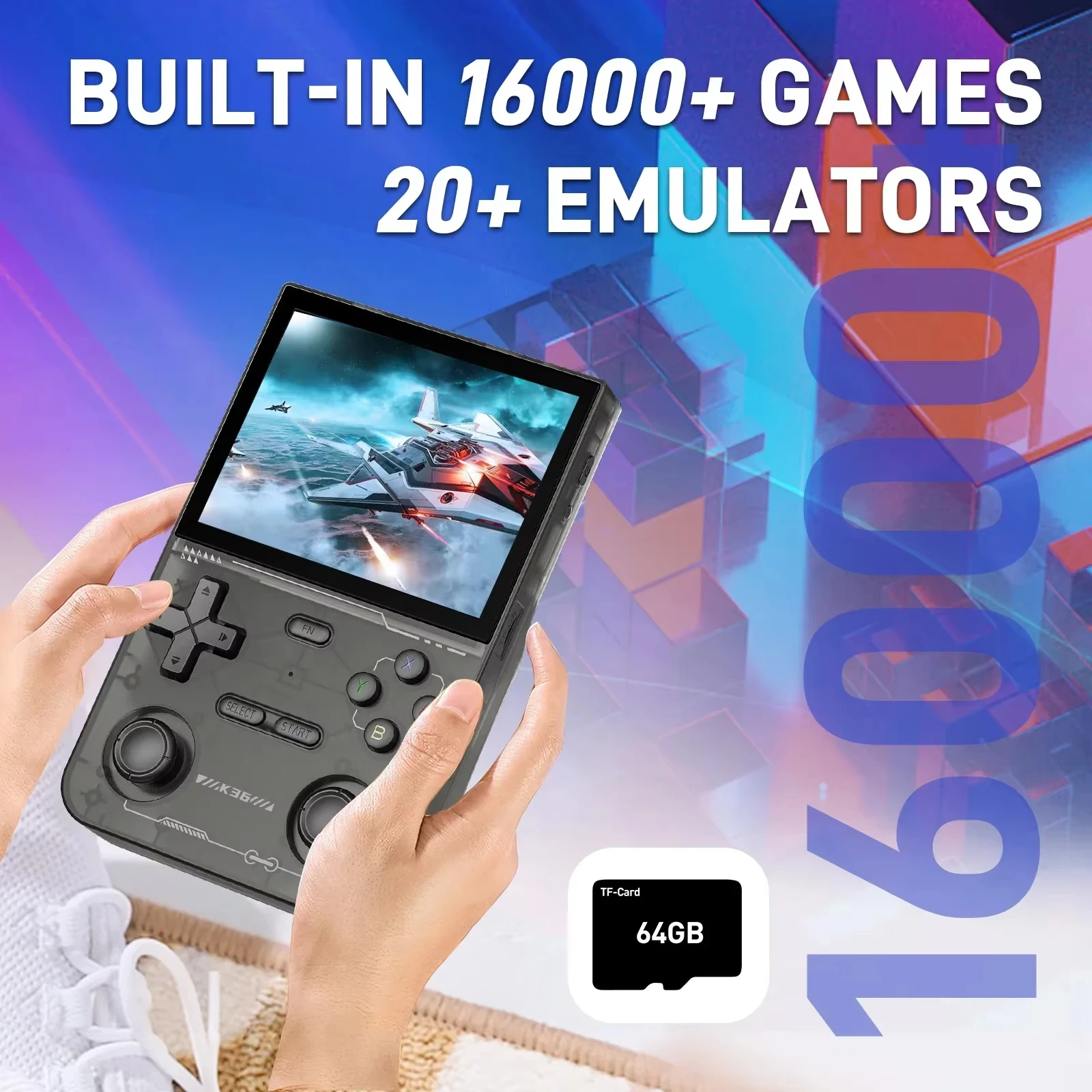 K36 3.5Inch IPS Screen 64GB Memory Classic Games Portable Handheld Open Source Game Console_voghion.com