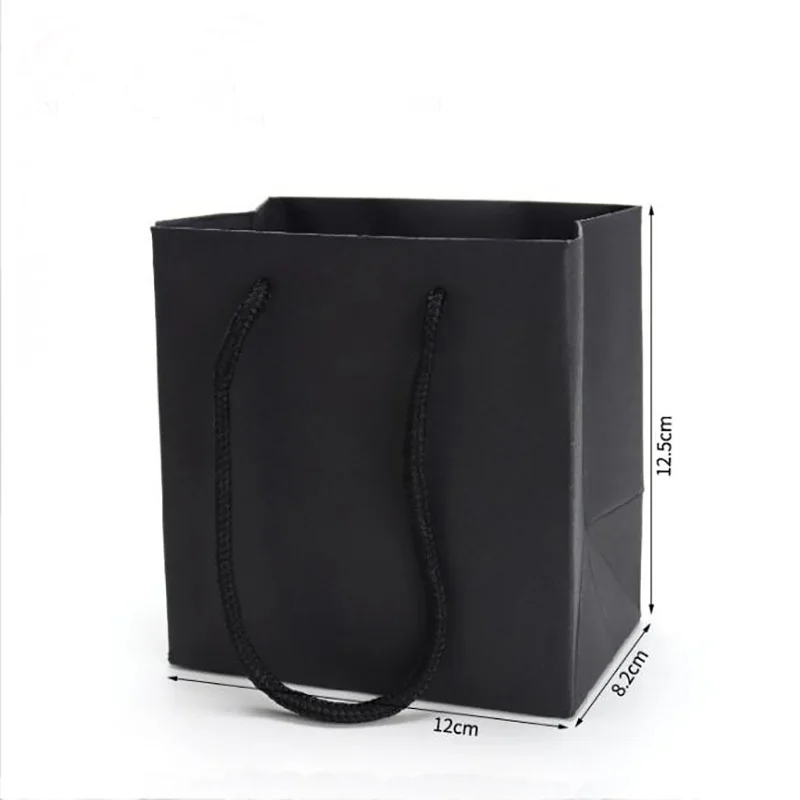 High Quality Black Jewelry Organizer Box Engagement PU Watch Boxes Wedding Birthday Paper Handle Bag Party Gift Carrying Cases