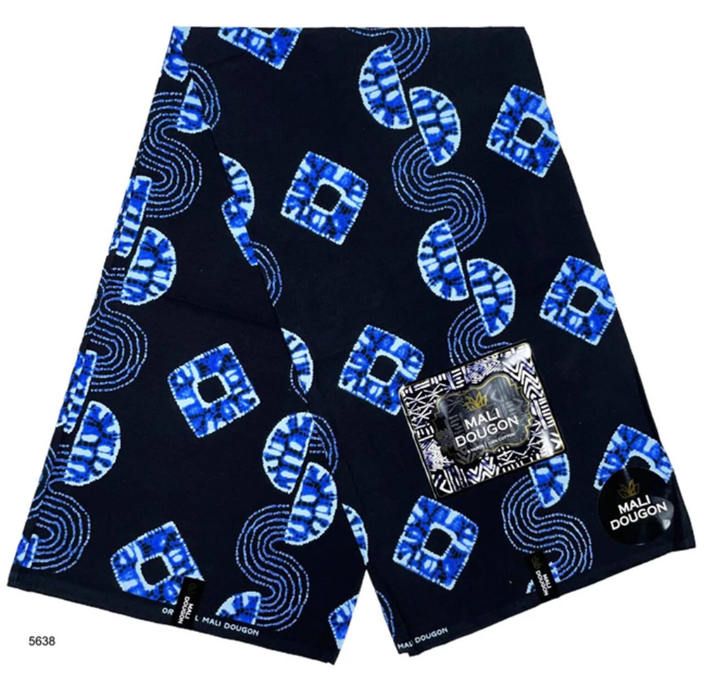 6 Yards African Wax Fabric Cotton Wax Mali Dougon Wax Printing Fabrics For Women Pagne Sewing Material - 3