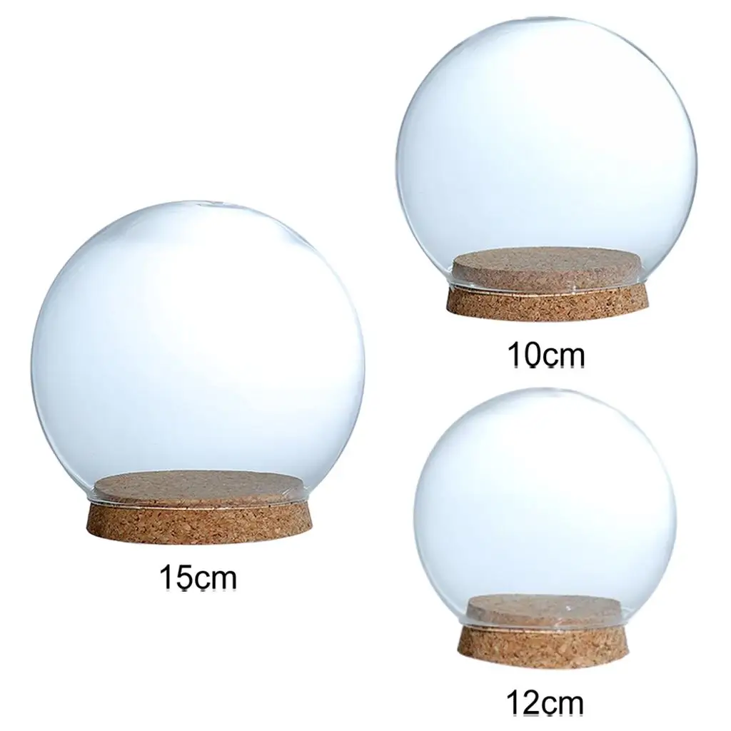 Clear Decorative Glass Dome Flower Preservation Vase Cloche Bell Jar with Wood Base Plant Ornament Miniature Dollhouse 12cm glass display dome