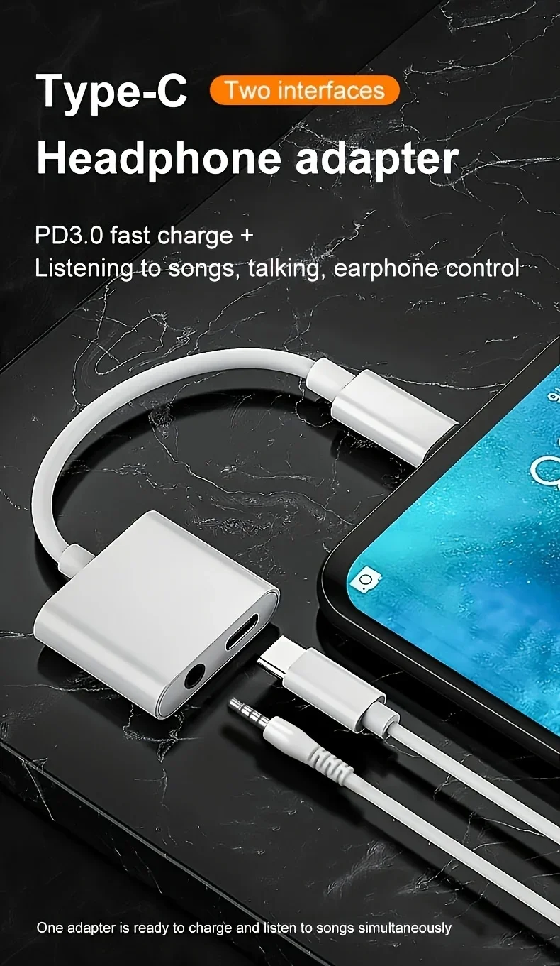 Universal 2-in-1 USB-C Audio & Charging Adapter