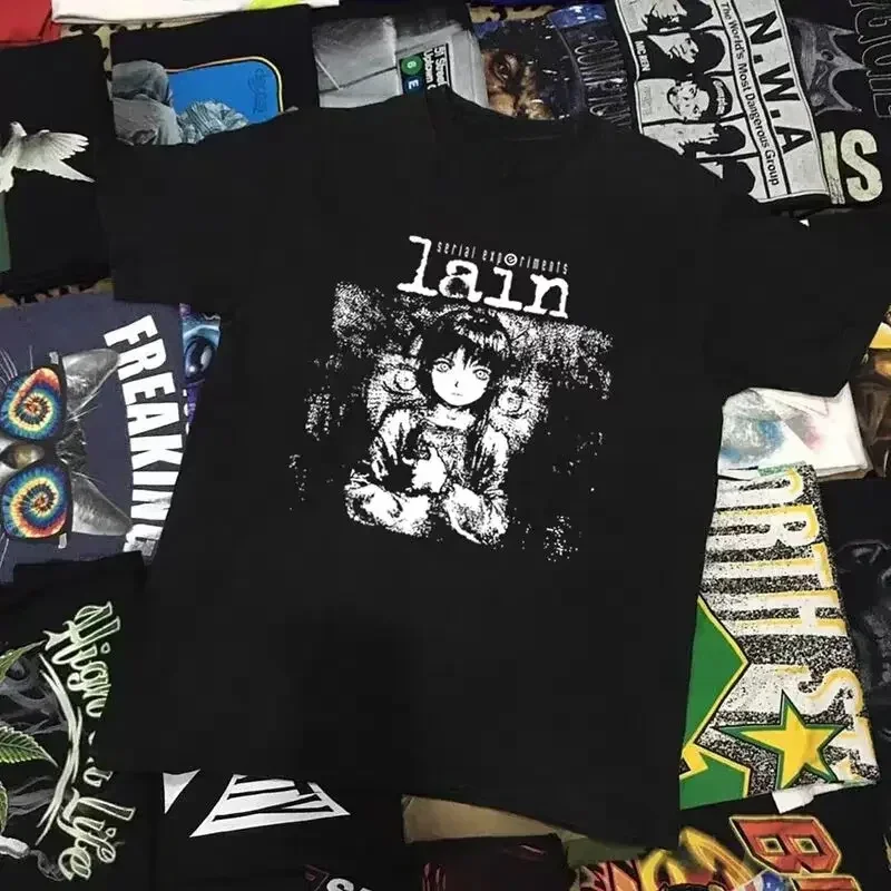 2026 Anime Serial Experiments Lain Graphic Print T Shirt Iwakura