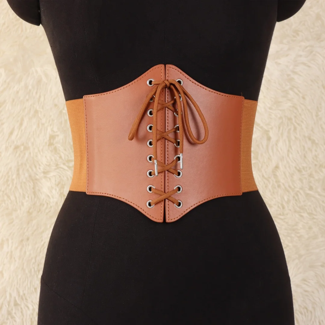 Kunstleder-Korsett für Damen mit Schnürung, Sexy Bodyshaper, Gothic-Kleidung, Unterbrust-Gürtel für Mädchen, Clubwear, Bustier, Mittelalterlicher Gürtel – Detail 7