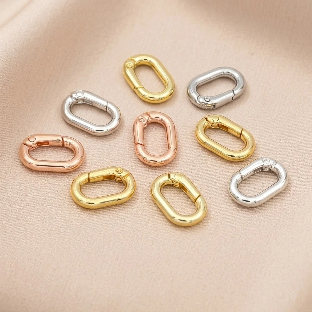 Gold Plated Oval Clasp Set for Jewelry Making - 5 Piece