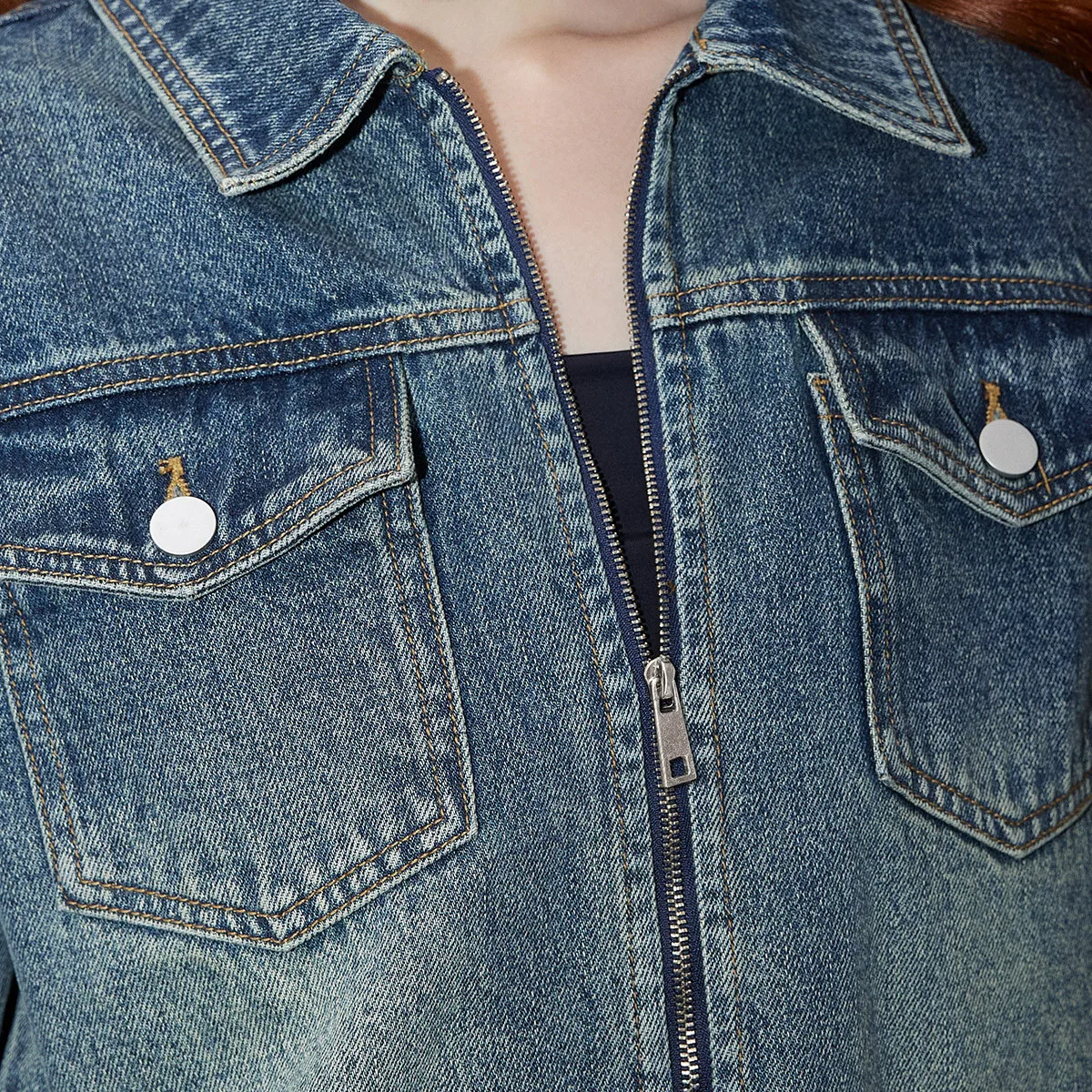 UNIFREE Vintage Wash Fashion Women Denim Jacket Full Sleeve Loose Button Short Casual Jacket 2023 Autumn New