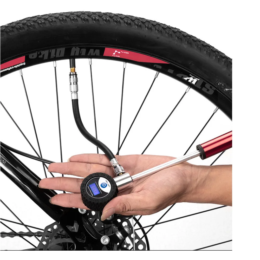 Kit de réparation de pneu numérique LCD, équipement d'équitation de pompe à VTT manuelle en alliage d'aluminium portable_voghion.com