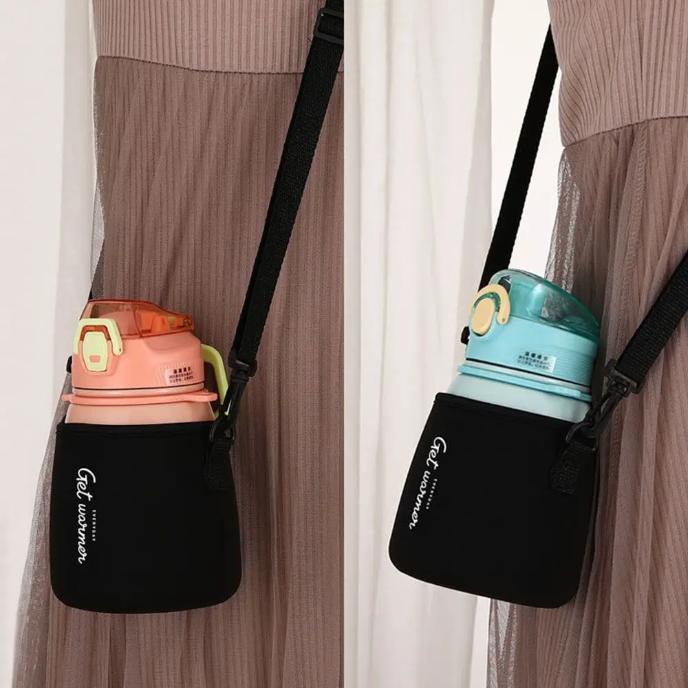 1Pcs Sports Water Bottle Cover Case with Shoulder Strap Portable Vacuum Glass Cup Sleeve Cup Pouch Sport Camping Accessorie
